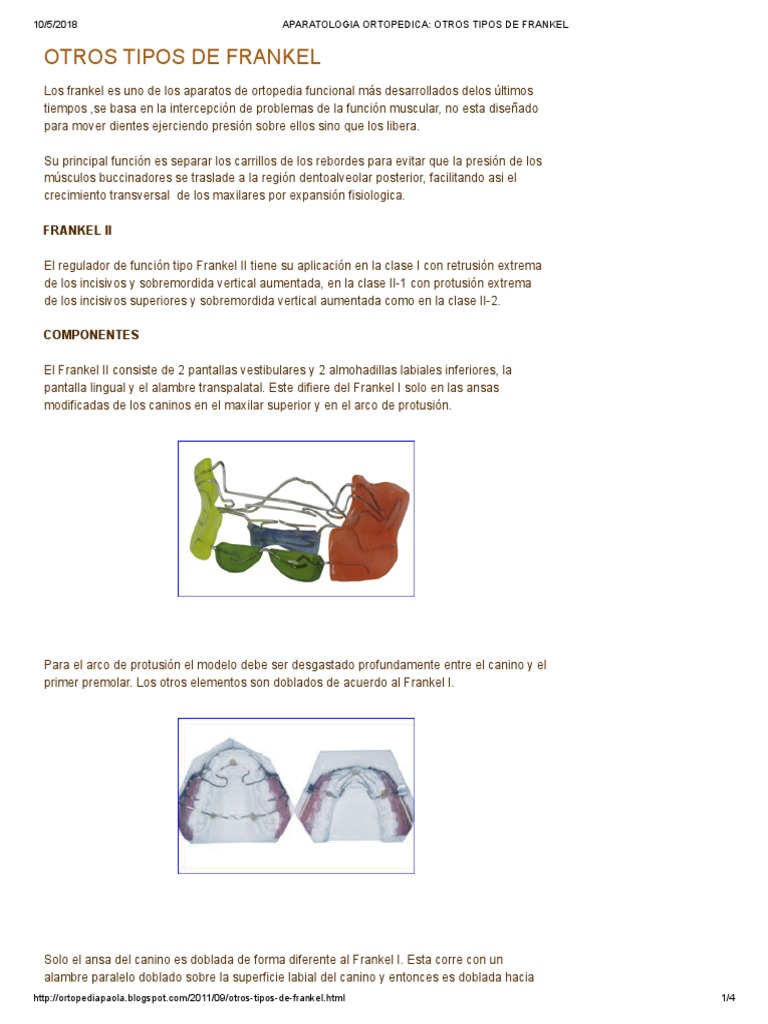 Tipos de Aparatos Frankel en Ortopedia | PDF | Ramas de Odontología ...