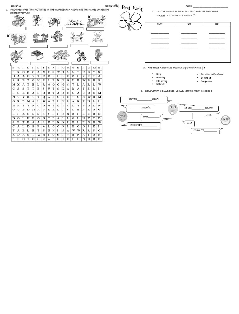 Test Free Time Activities | PDF