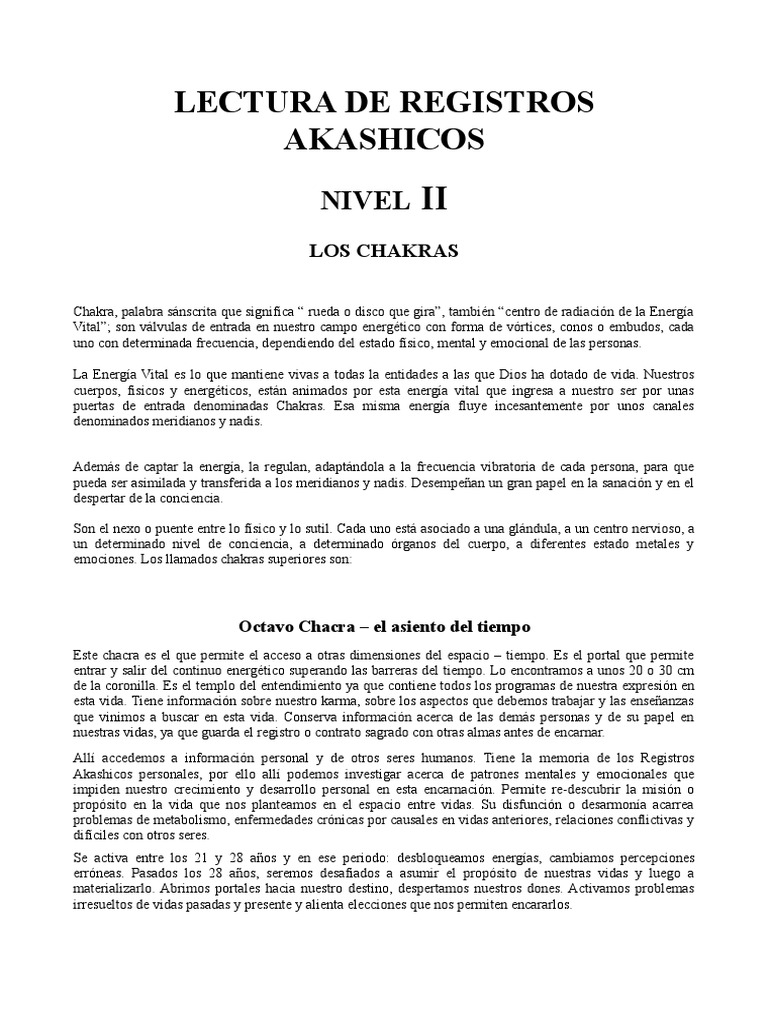 Registros Akashicos Nivel II Teoria y Practica PDF Oración Vida