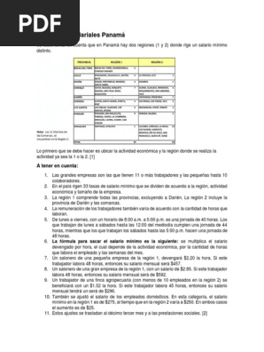 Parámetros Salariales Panamá | PDF | Salario mínimo | Salario