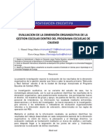 Evaluacion de La Dimensión Organizativa de La Gestion Escolar Dentro Del Programa Escuelas de Calidad