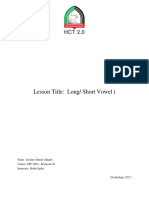 Lesson Title: Long/ Short Vowel I