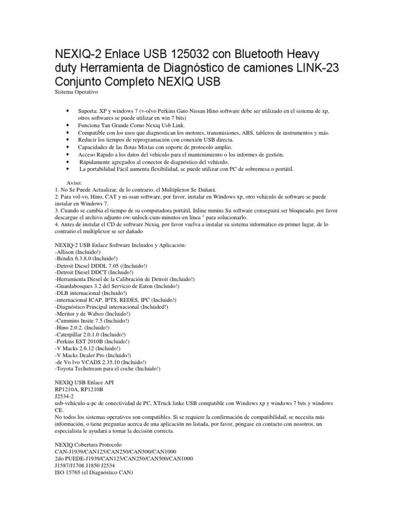 Instalación y Uso de NEXIQ USB Link 2 | PDF | USB | Windows XP