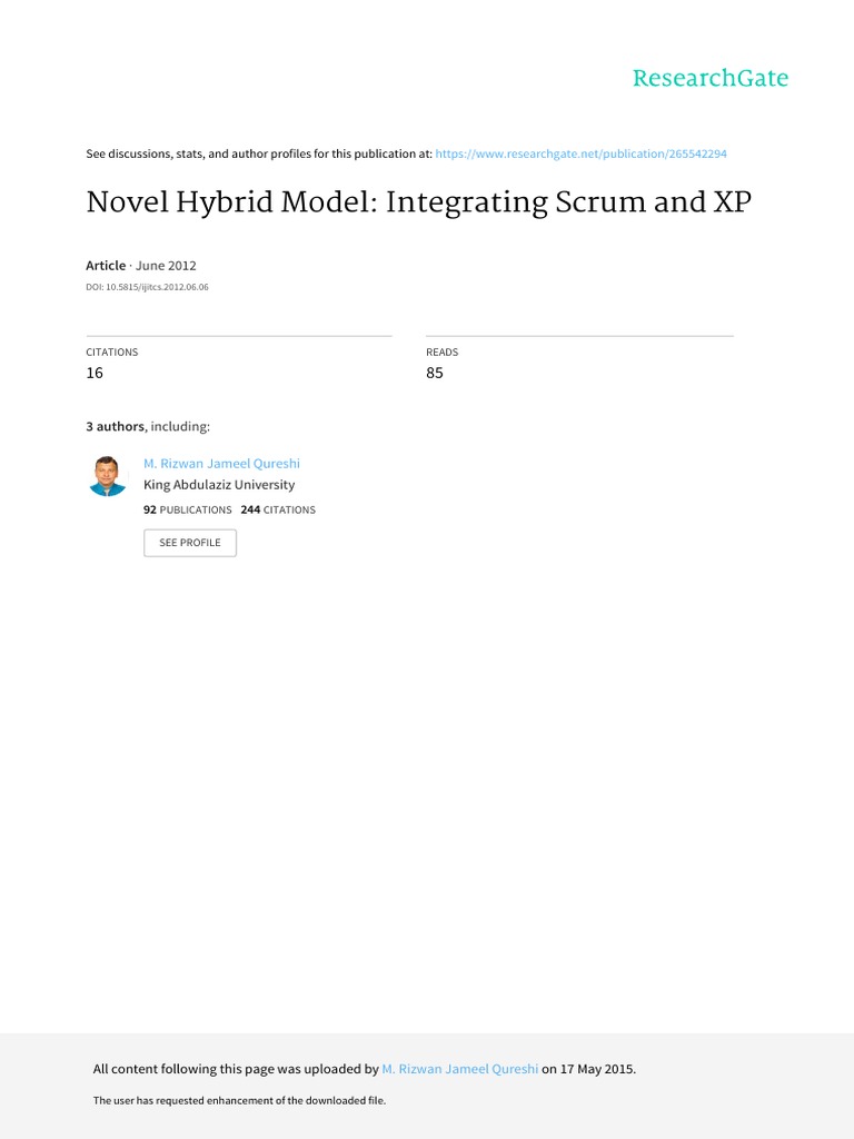 Novel Hybrid Model Integrating Scrum and XP | PDF | Scrum (Software ...