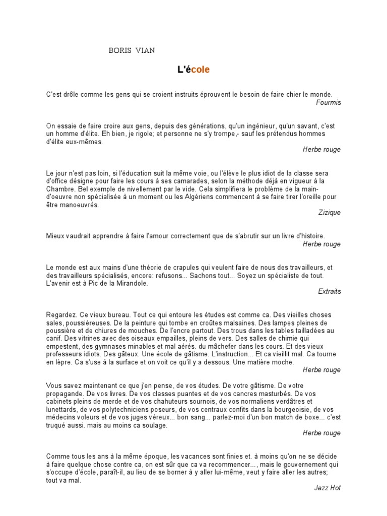 Boris Vian Pdf Divertissement General
