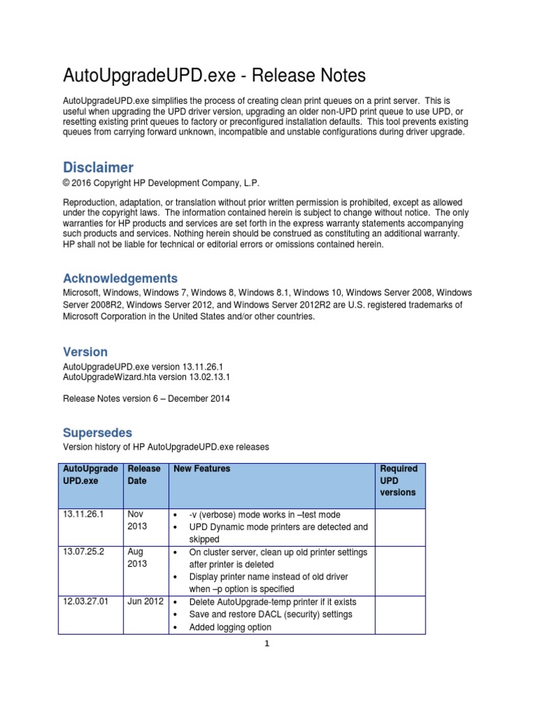 AutoUpgradeUPD Release Notes | PDF | Command Line Interface | Device Driver