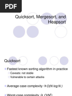 Quicksort, Mergesort, and Heapsort