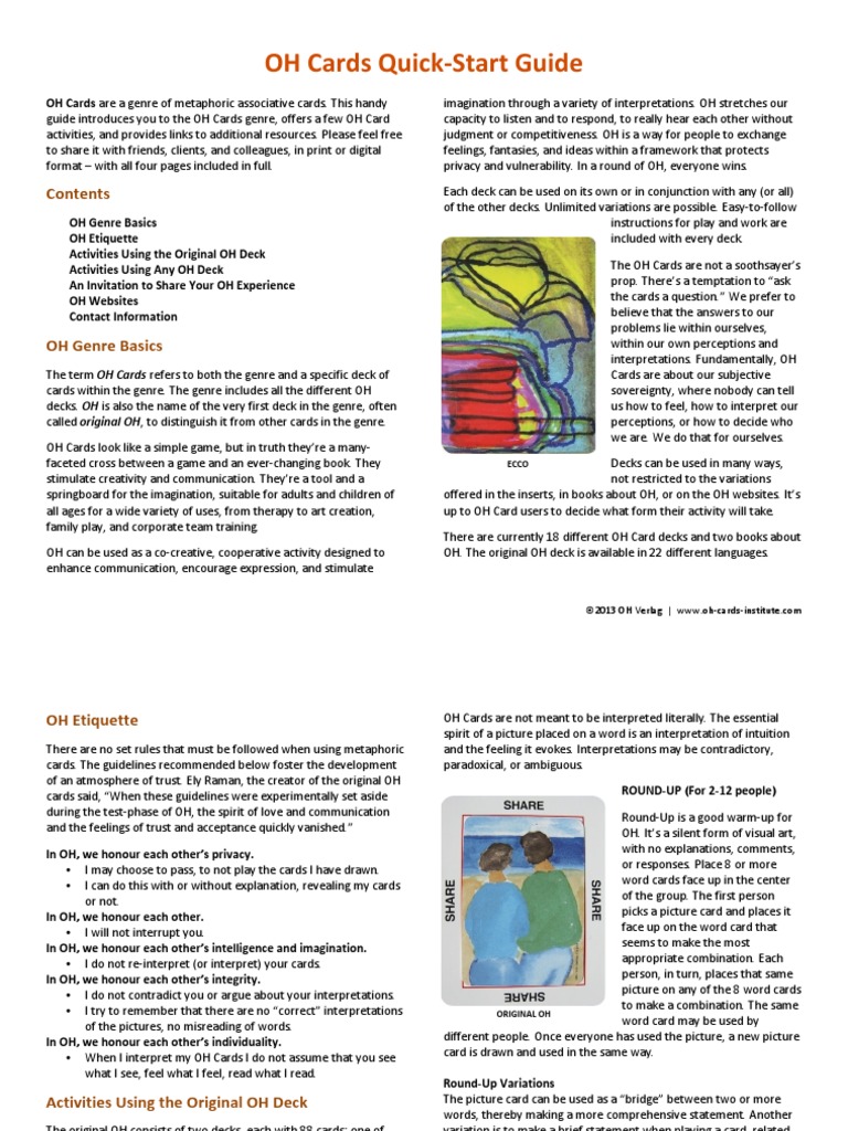 OH Cards Quick Start Guide PDF | PDF