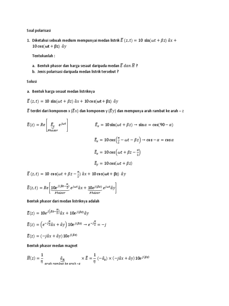 Contoh Soal Polarisasi