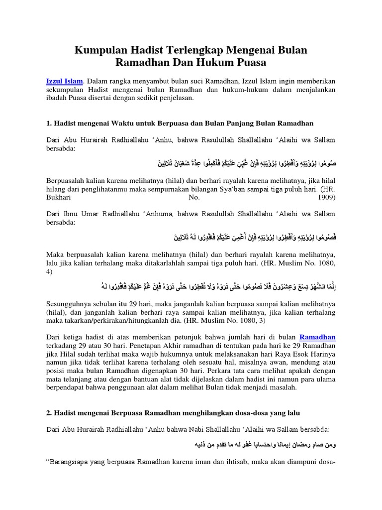 Hadits Puasa Ramadhan Penghapus Dosa Nusagates