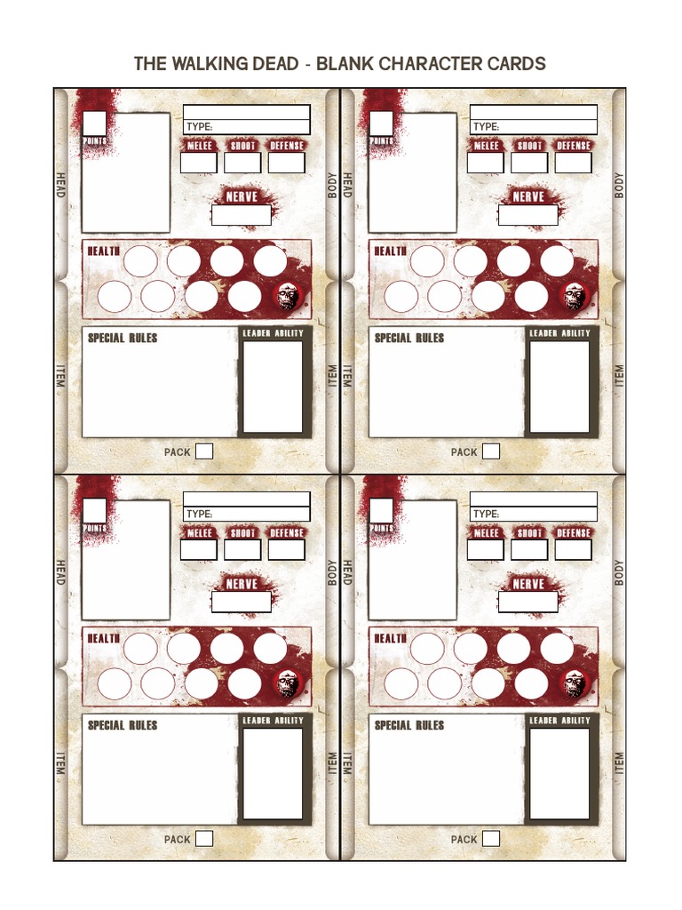 TWD Blank Character Cards Download PDF | PDF