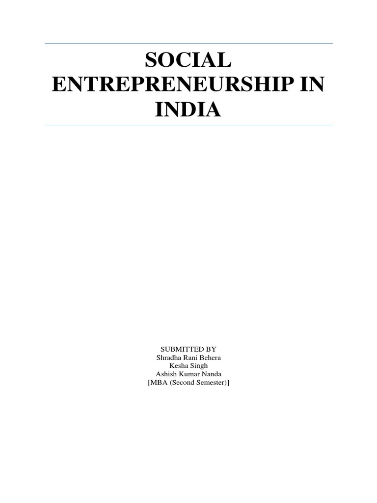 Social Entrepreneurship Trends in India | PDF | Social Entrepreneurship ...