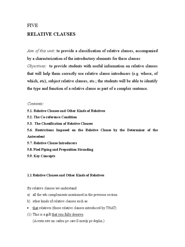 Understanding Relative Clauses in English | PDF | Clause | Phrase