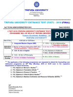 Tripura University Entrance Test (Tuet) - 2018