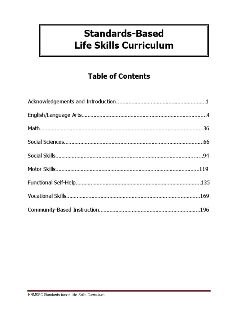 StandardsBasedLifeSkillsCurriculum.pdf Educational Assessment