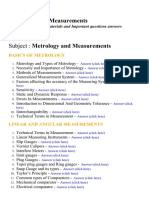 Metrology and Measurements - Lecture Notes, Study Materials and Important questions answers