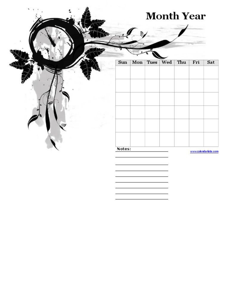 Monthly Calendar Notes Designer 3 PDF