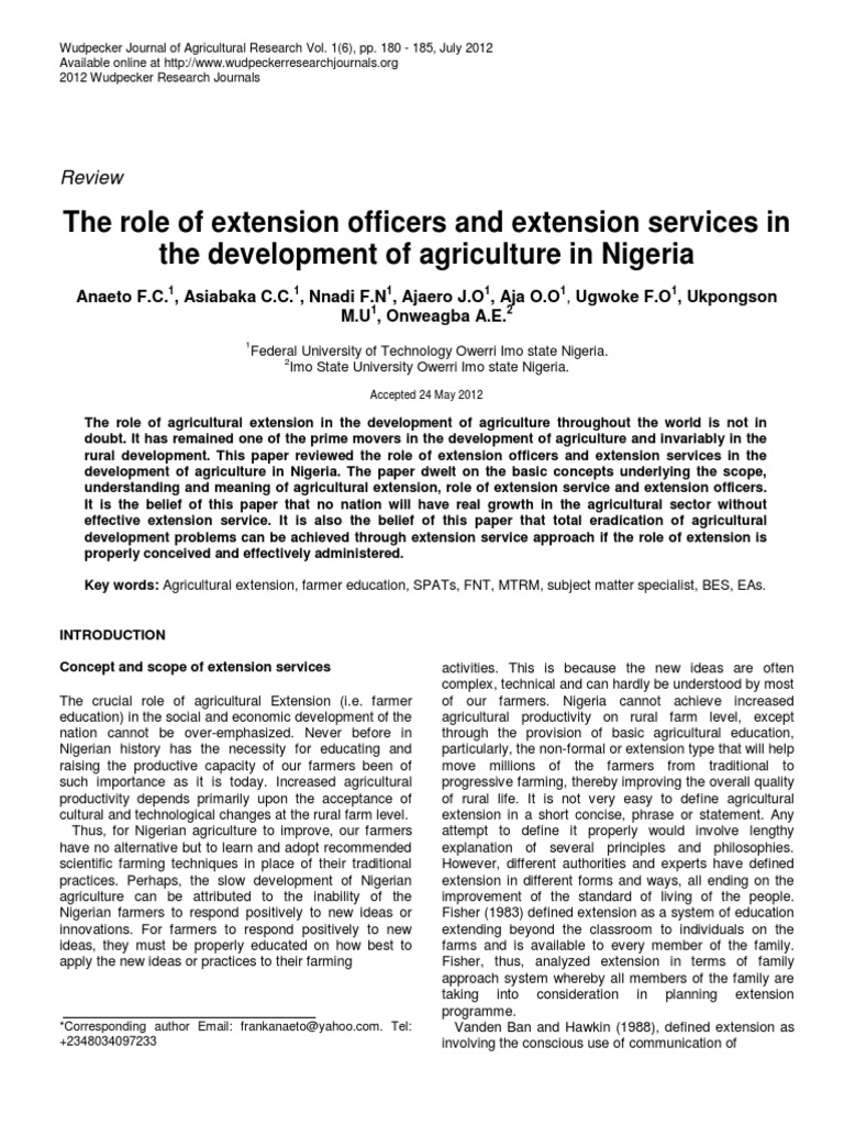 Role of Extension Officers in Nigeria | PDF | Economic Development ...