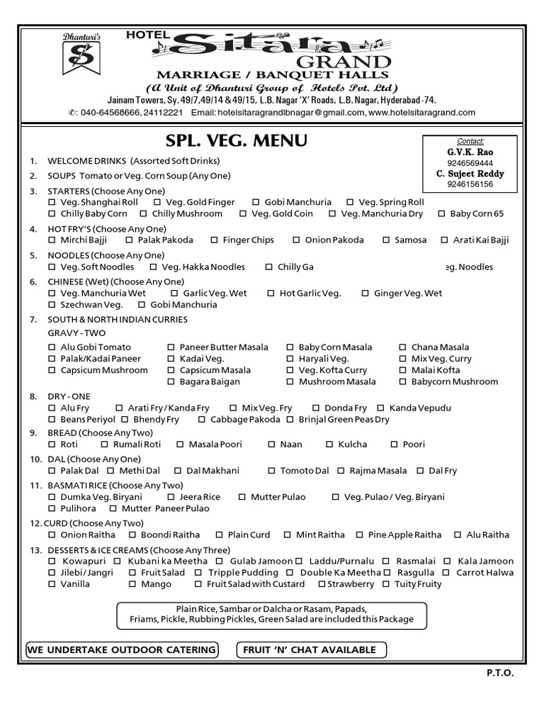 Sitara Grand Menu | PDF