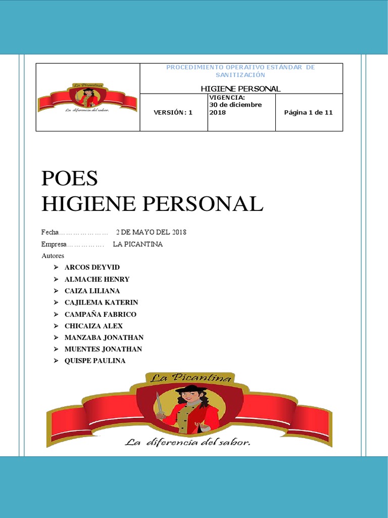 Poes Higiene Personal | PDF | Lavado de manos | Medicina
