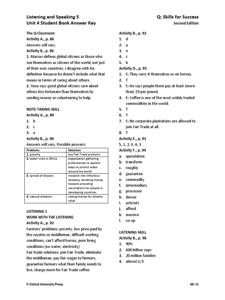 Q Skills 5 Unit 4 Answerkey Fair Trade Sustainability