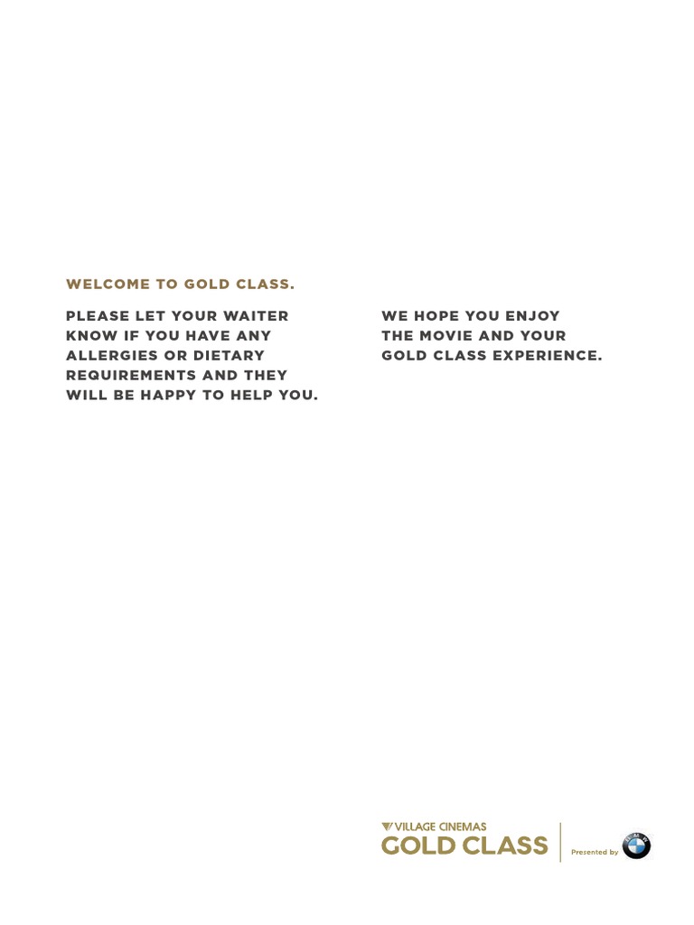 Gold Class Menu PDF Hamburgers Caramel