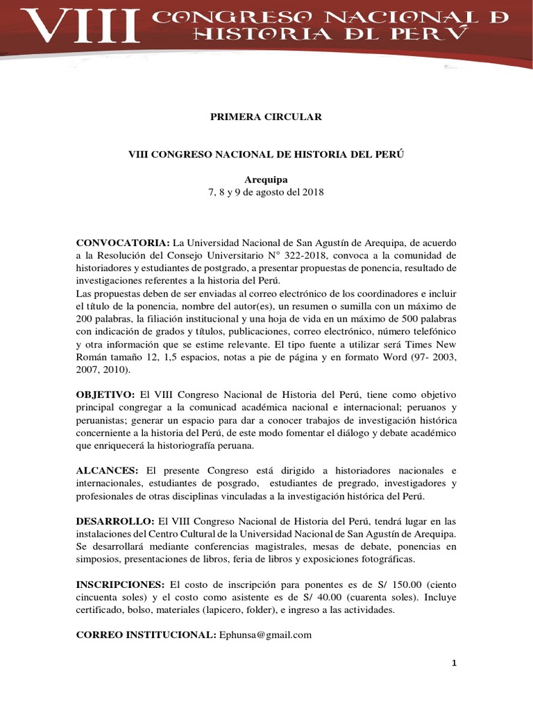 VIII Congreso Nacional de Historia Perú | PDF | Perú | Universidad