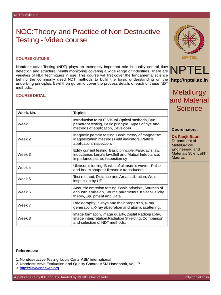 Nptel | PDF | Nondestructive Testing | Chemistry