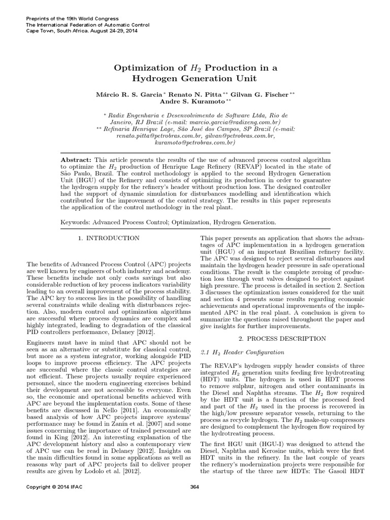 Optimization of H Production in A Hydrogen Generation Unit | PDF ...