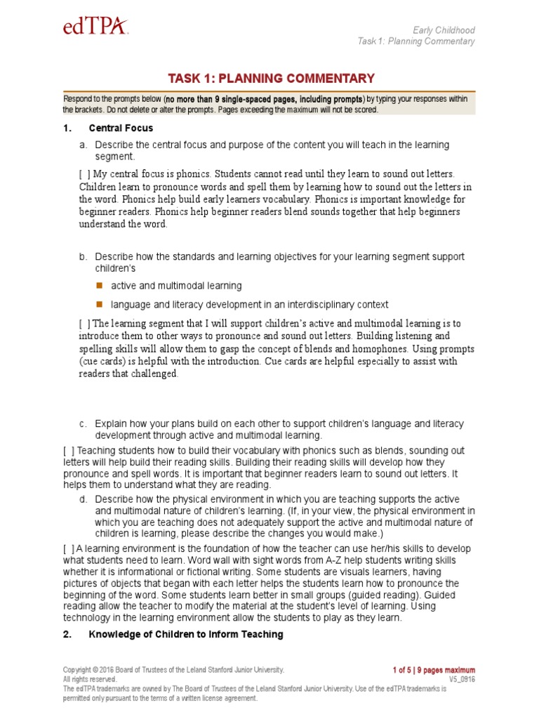 Planning Commentary 3 Pdf Phonics Teachers