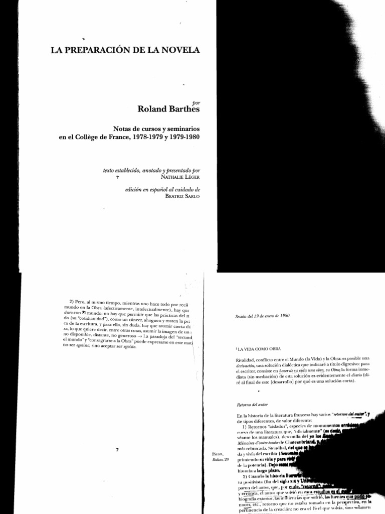 La Preparación de La Novela - Barthes | PDF