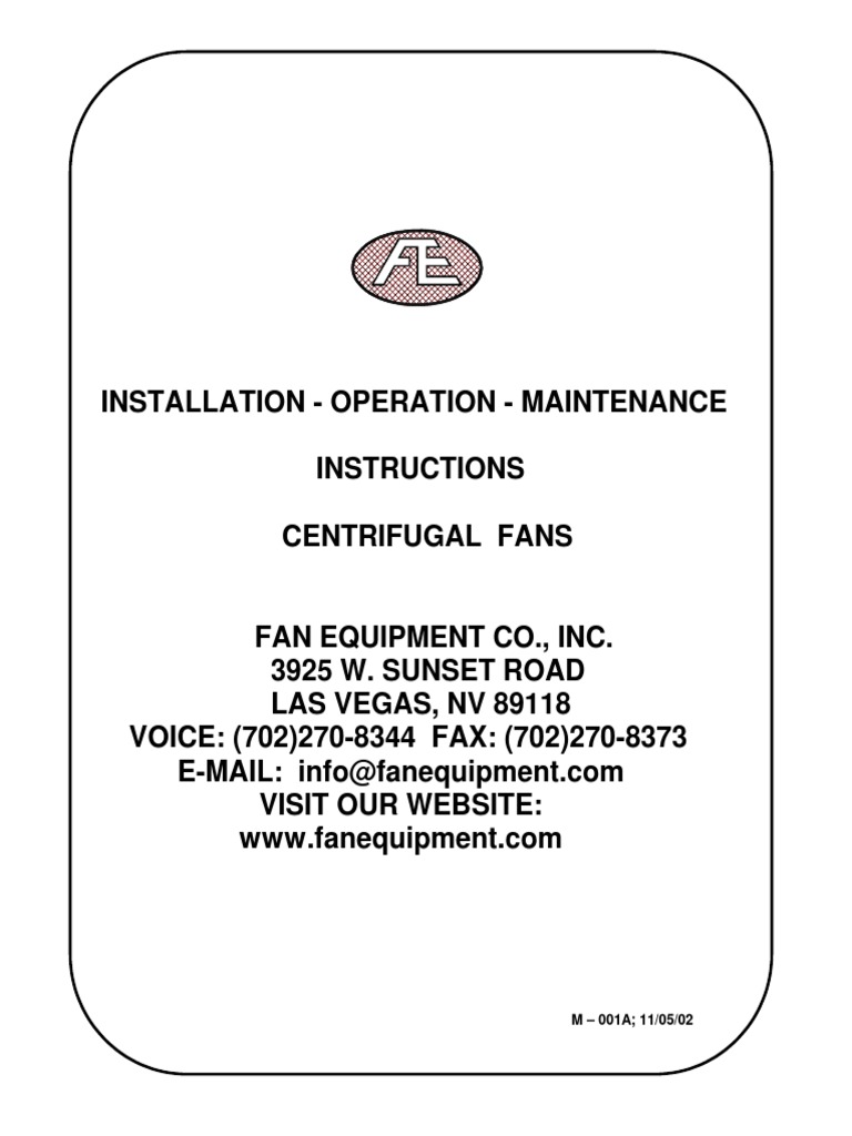 Centrifugal Fan IOM | PDF