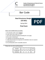 Bar Code: Steel Structures Design II (CIS 601)