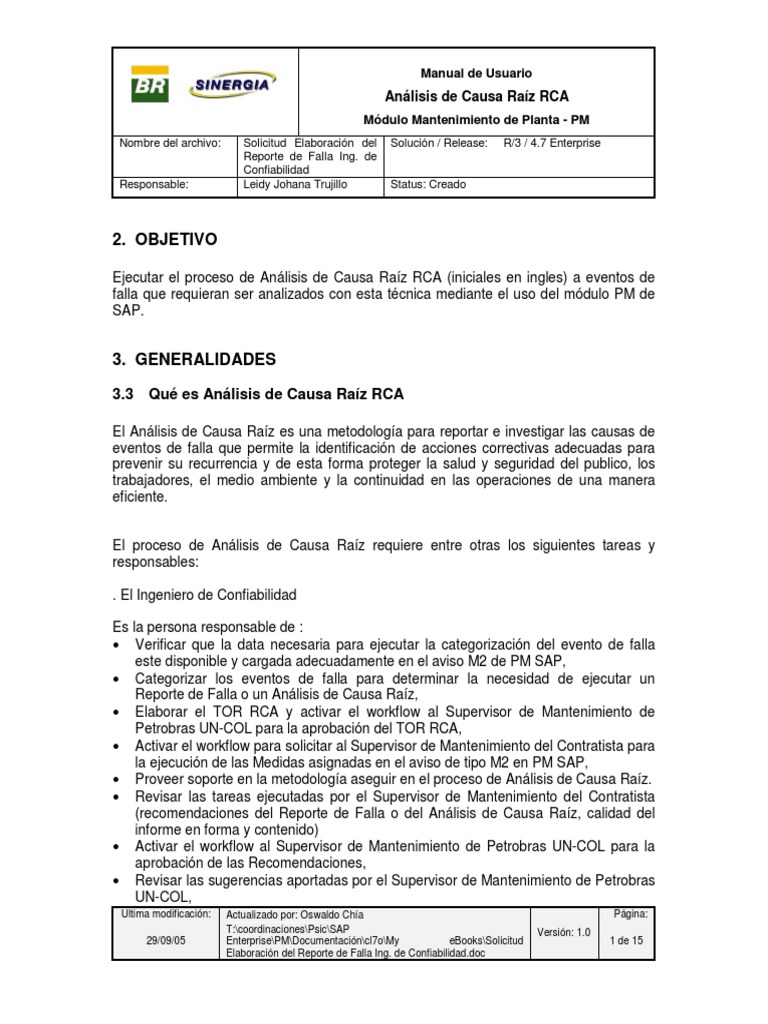 Manual de Análisis de Causa Raíz RCA en SAP PM | PDF | Point and Click ...