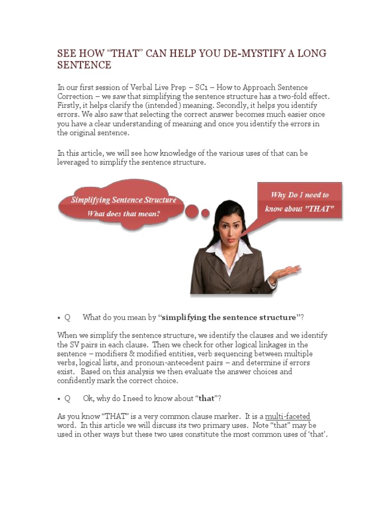 See How "That" Can Help You DeMystify A Long Sentence PDF Sentence (Linguistics) Idiom