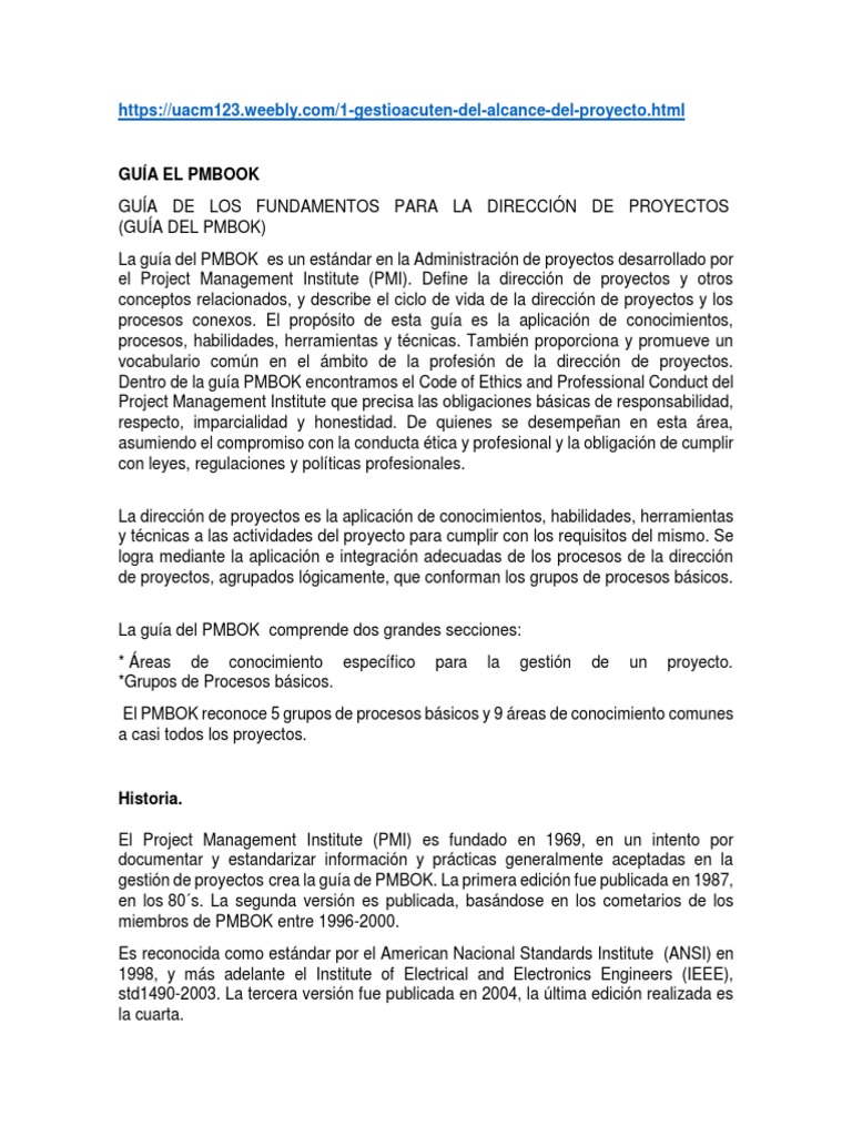 Guía del PMBOK en Gestión de Proyectos | PDF | Gestión de proyectos ...
