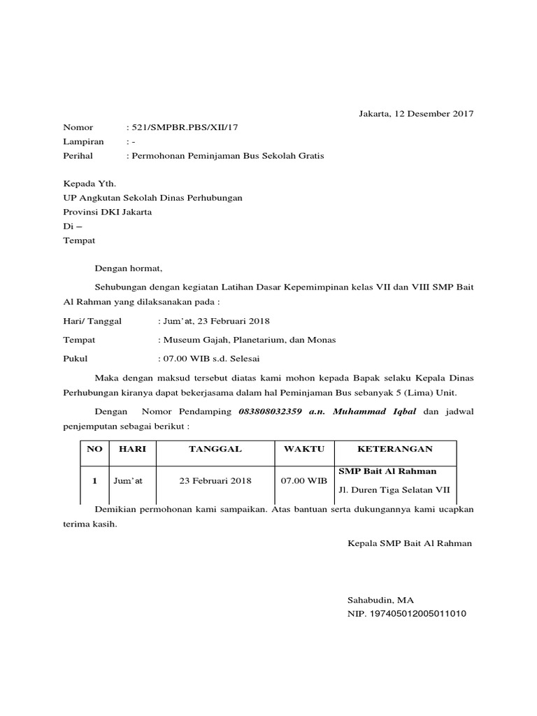 Contoh Proposal Pengadaan Bus Sekolah Kita