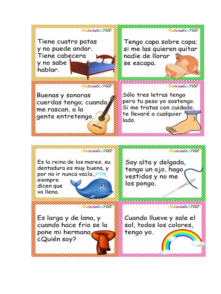 Adivinanzas, Rimas, Trabalenguas | PDF