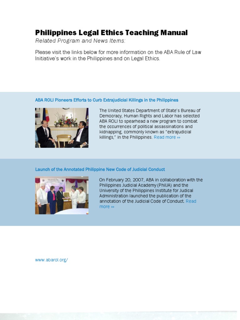 Philippines Legal Ethics Manual Lawyer American Bar Association