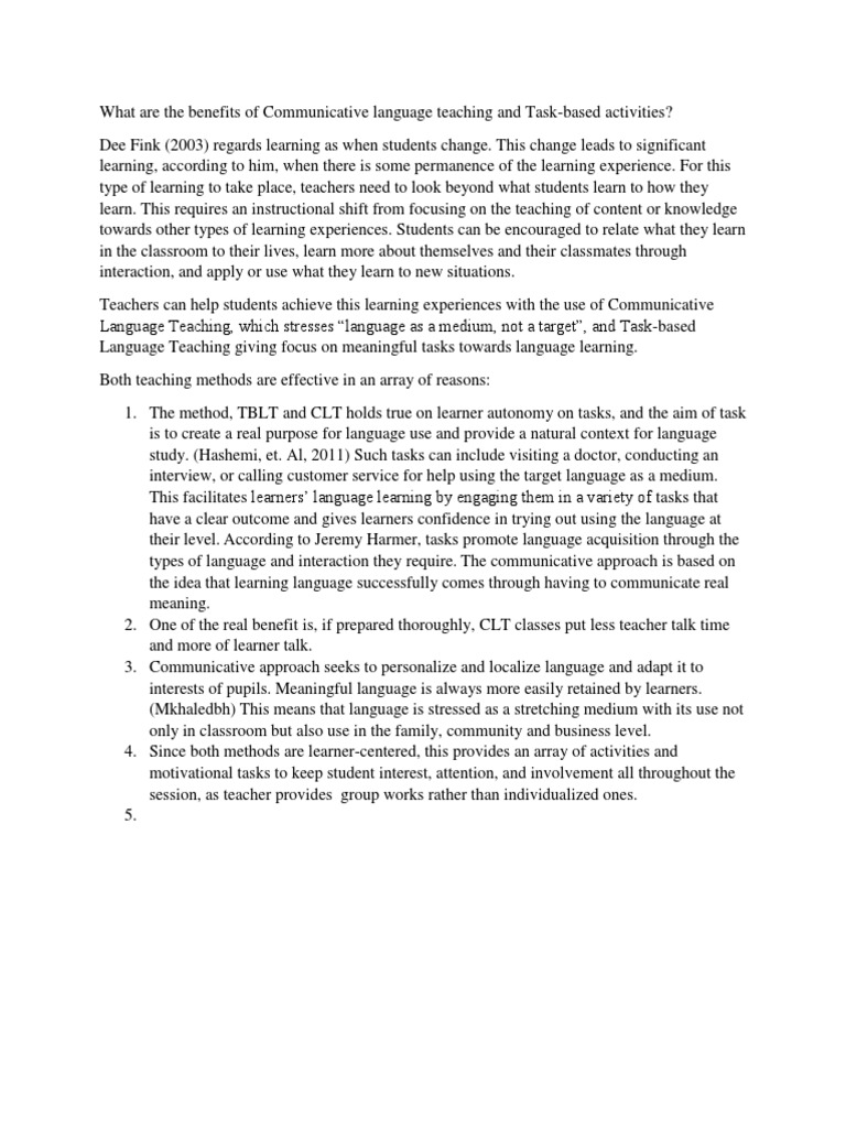 Benefits of Communicative Language Teaching | PDF | Language Education ...