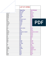 List of Verbs: Simple Present