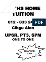 Maths Home Tuition: 012 - 833 2491 Cikgu Alan