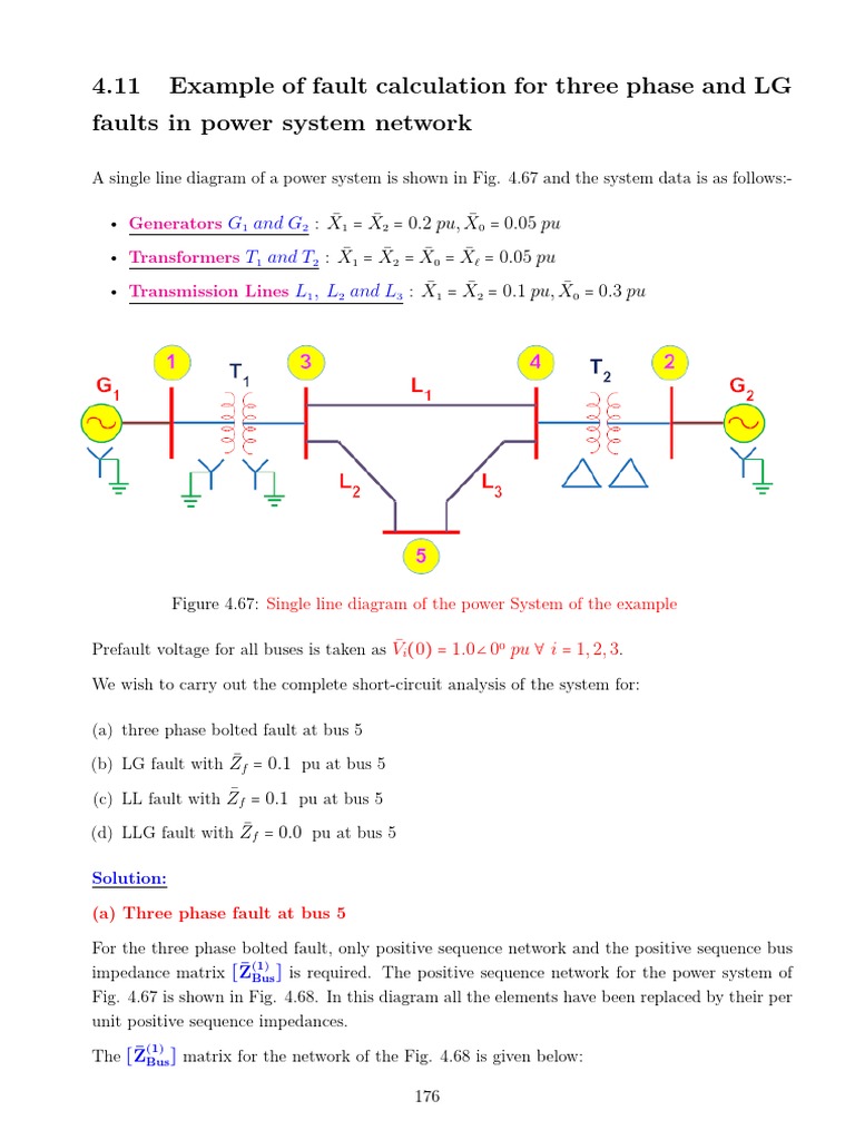 Example of Fault Calculation For Three Phase and LG PDF | PDF ...