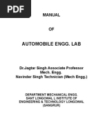 Automobile Engg. Lab: Manual