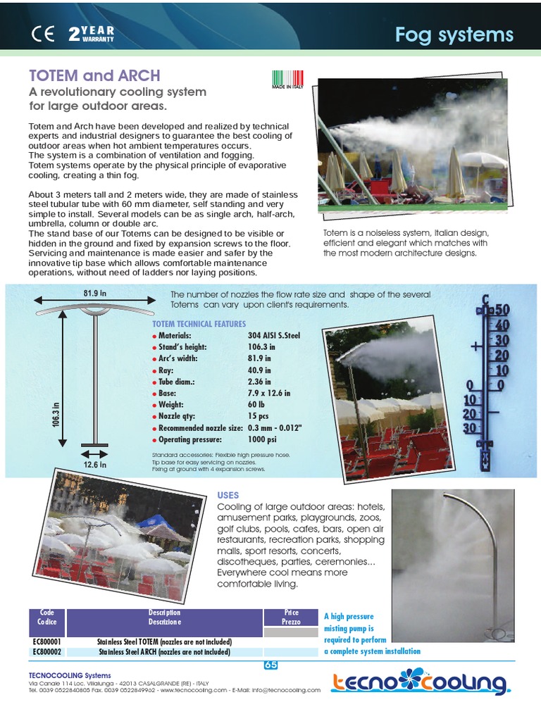 Tecnocooling Misting Catalogue P65 PDF Nozzle Air Conditioning