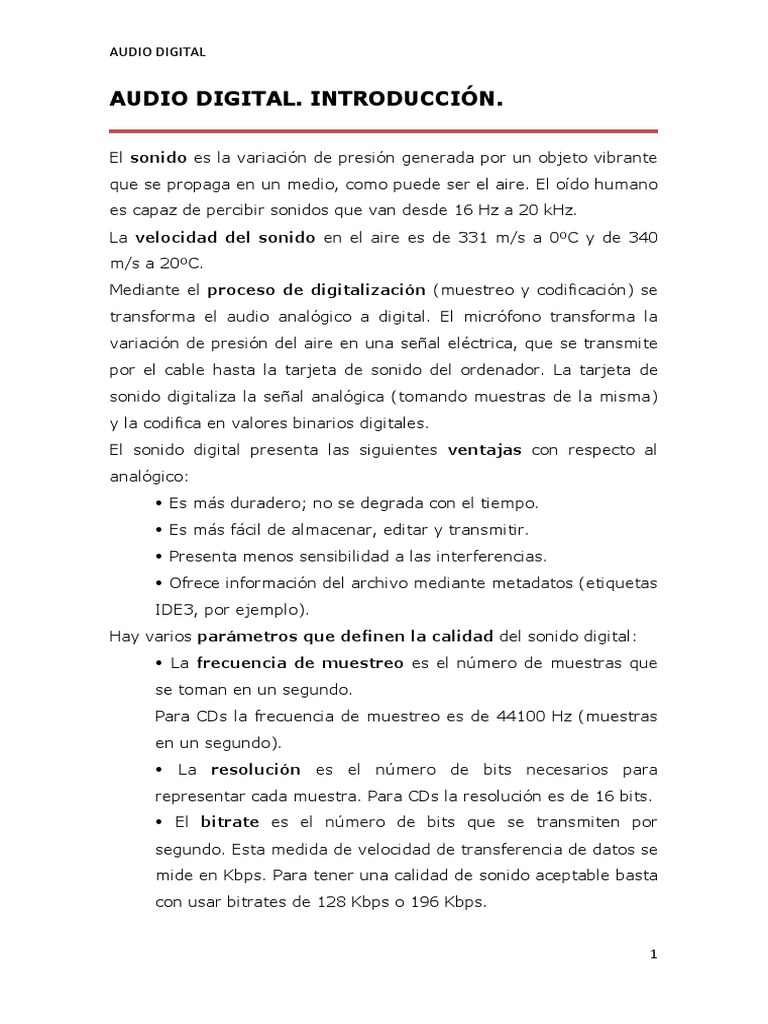 An Introduction To Digital Audio Principles Parameters Formats And