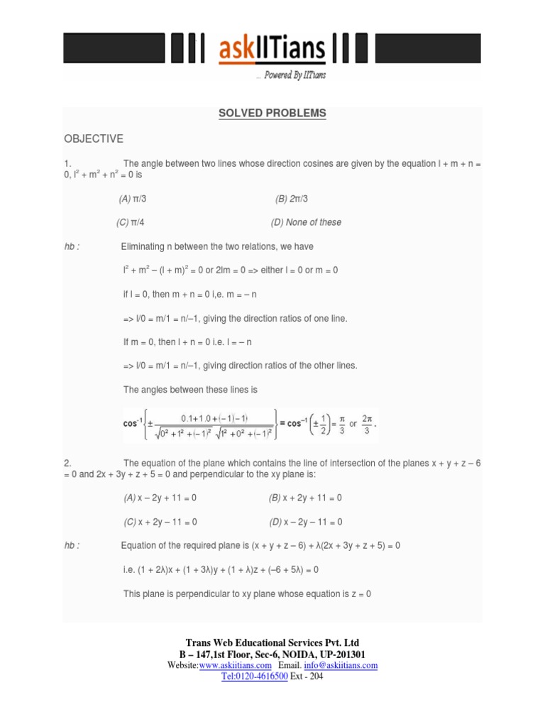 Solved Problems of 3d Geometry | PDF | Business