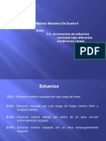 Incrementos de esfuerzos verticales bajo diferentes condiciones de carga