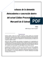 Los Rechazos de La Demanda Antecedentes y Concrecion Dentro Del Actual Codigo Procesal Civil y Mercantil ES