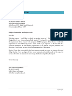 Letter of Transmittal: Subject: Submission of A Project Work